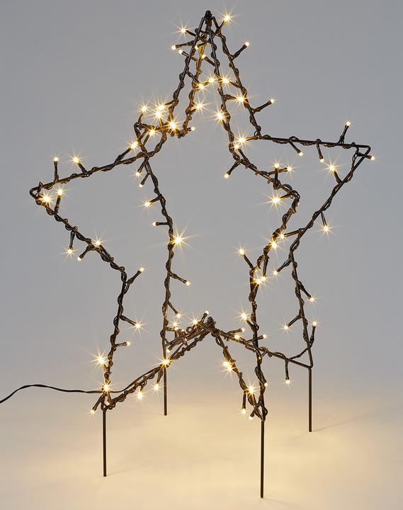 Produktbild Hellum 578355 LED Leuchtbild Stern Weihnachten Motiv Lichterkette warmweiss 90 LED Outdoor 2D/3D Met (3 m)