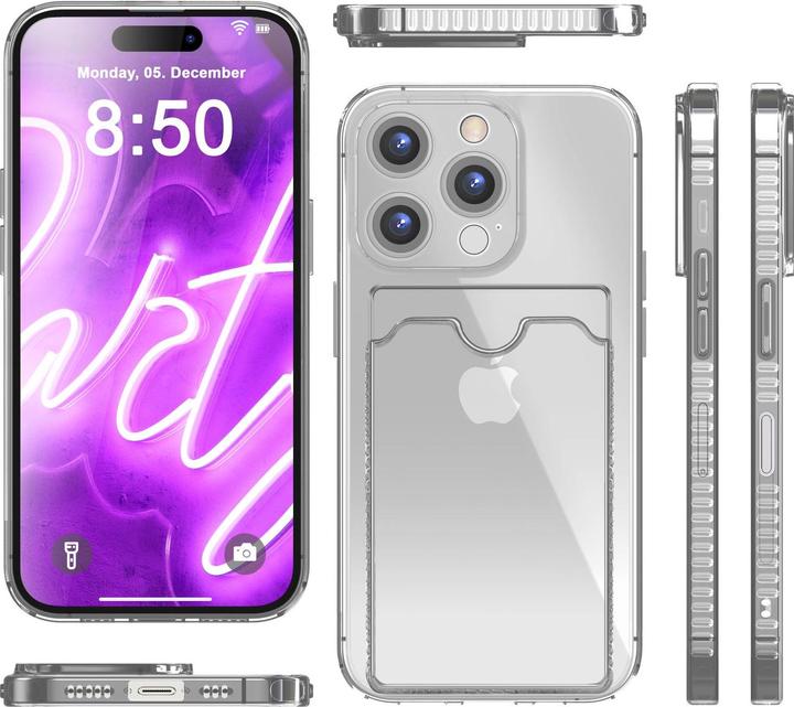Actual product image Nalia Clear transparent neon silicone cover card holder (Apple iPhone 16 Pro)