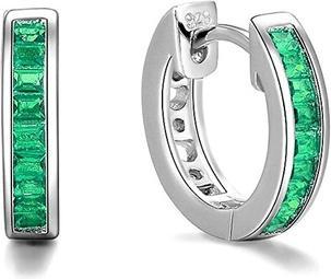 Moiss Silver Circular Earrings With Green Zirconia