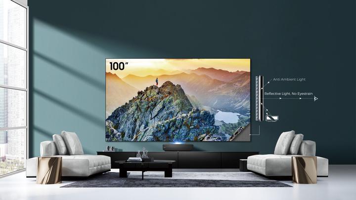 Actual product image Hisense 100L5F-D12 including screen (4K, 2700 lm)