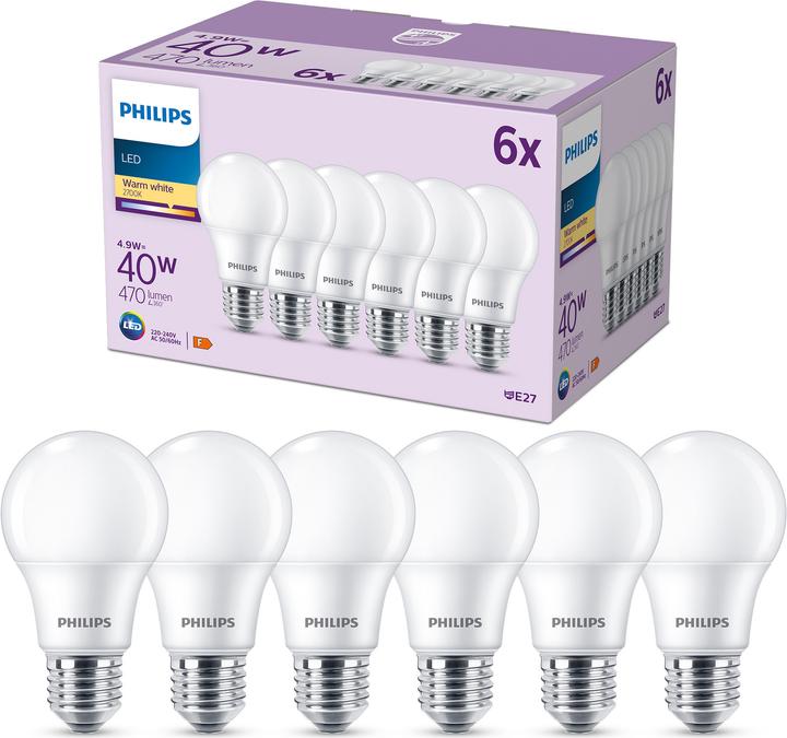 Image du produit Philips Lampe à Led (E27, 4.90 W, 470 lm, 6 x, F)