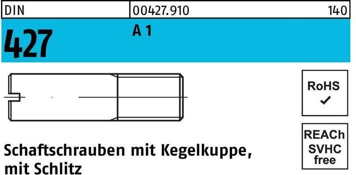 Image du produit Vis à tige DIN 427/ISO 2342 à tête conique/fente M 4 x 10 A1 (100 Vis par pièce)