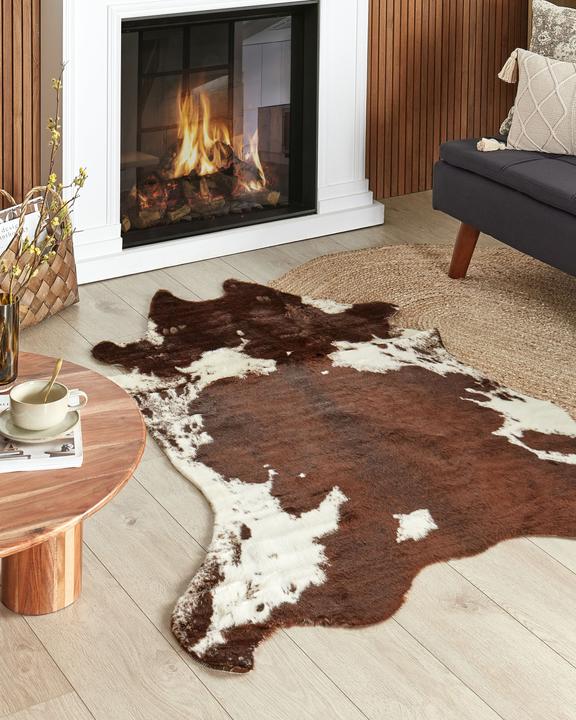 Actual product image Beliani Faux Fur Carpet Cow brown / white 130 x 170 cm BOGONG