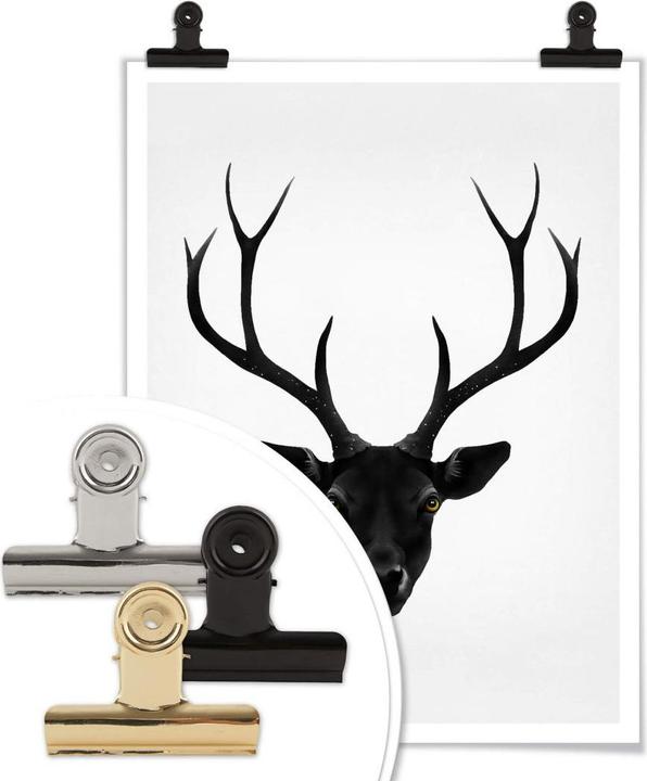 Produktbild Trenddeko The Black Deer - Schwarzer Hirsch (30 x 40 cm)