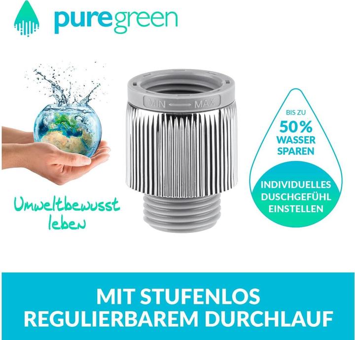 Produktbild Puregreen Wassersparregler Dusche, Chrom, Regulierbar