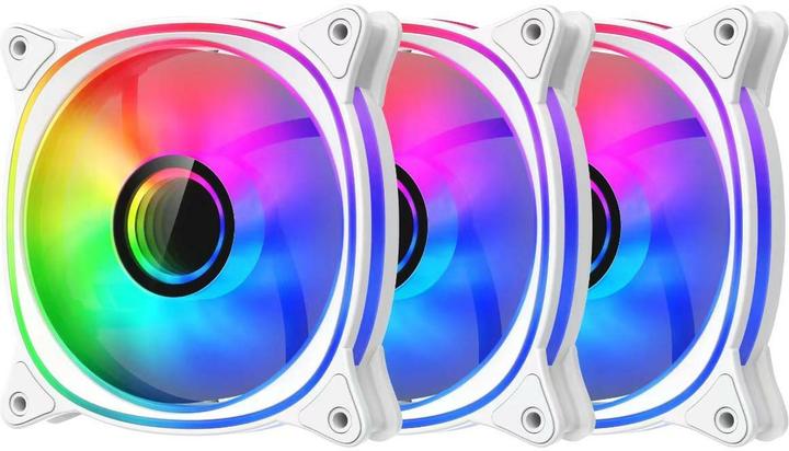 Actual product image LC-Power Housing fan 3x120mm white,ARGB,4Pin PWM (120 mm, 3 x)