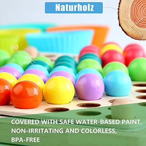Produktbild Activity Board Holzspielzeug Brettspiele Kinder, Spielzeug, Clip Perlen Spiel Puzzle Board, Regenbogen Ball