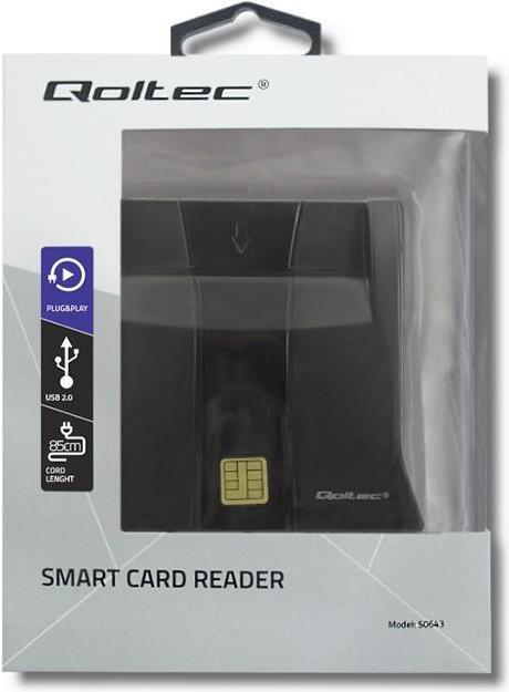 Actual product image Qoltec Skeneris Smart chip ID card scanner USB 2.0 Plug&Play vertical (USB 2.0)
