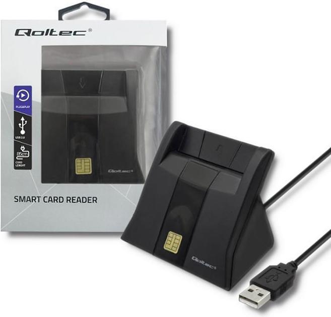 Actual product image Qoltec Skeneris Smart chip ID card scanner USB 2.0 Plug&Play vertical (USB 2.0)