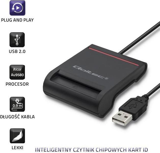 Immagine prodotto Qoltec Skeneris Scanner per carte d'identità con chip intelligente USB 2.0 Plug&Play (USB 2.0)