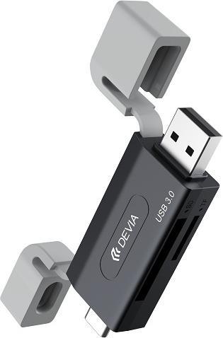 Devia Kartenleser 2in1 EL240 USB/USB-C 3.0 schwarz (USB 3.0)