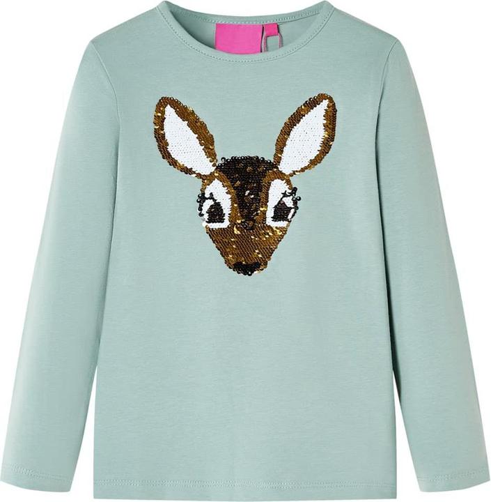 VidaXL Kinder-Langarmshirt Minzgrün 128,Material: 95 % Baumwolle (128)