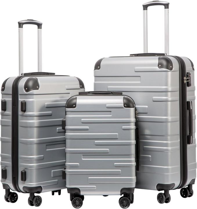 Coolife 3-teiliges Hartschalen-Koffer-Set (93 l, Hand luggage (up to 50 litres), M (50 - 90l), L (90 - 115l))