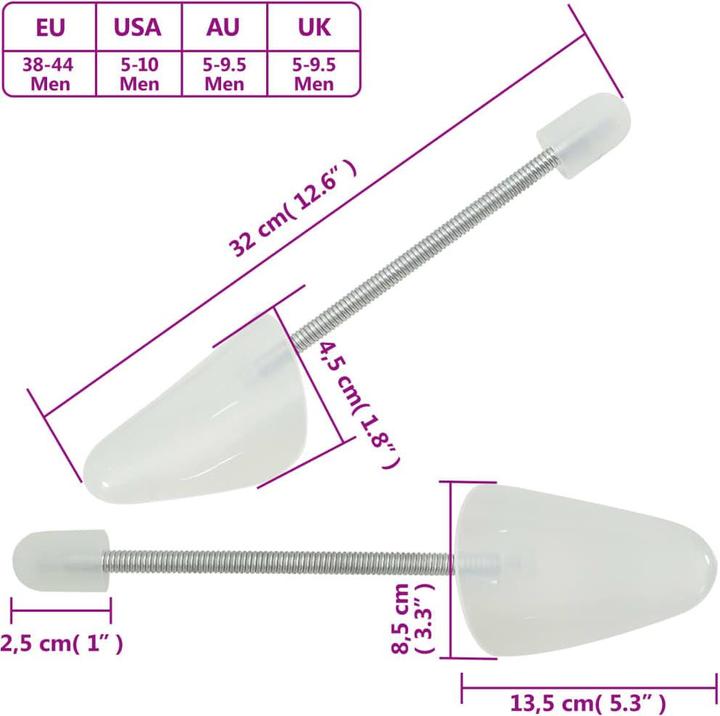 Actual product image VidaXL Schuhspanner mit Spiralfeder 5 Paar Weiss EU 38-44 (38, 39, 40, 41, 42, 43, 44, 2 x)