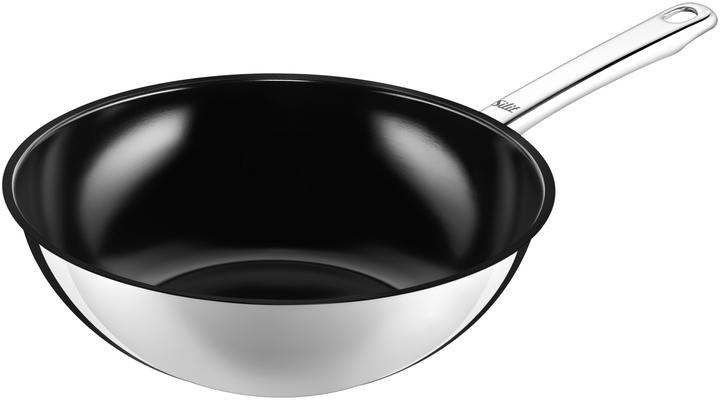 Silit Wok Wokpfanne Induktion 28cm Wuhan Edelstahl 18/10 beschichtet (28 cm, Wok Pfanne, Edelstahl)