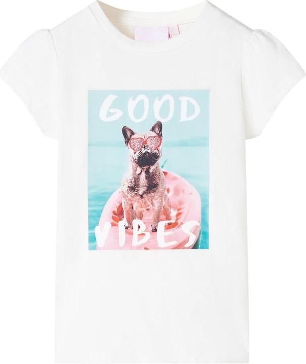VidaXL Kinder-T-Shirt Ecru 128,Material: 95 % Baumwolle. 5 (128)