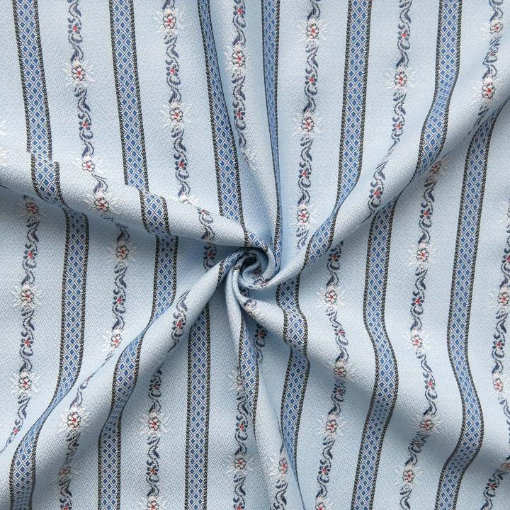 Image du produit Stoffrestposten Coton Jacquard - Rameaux d'edelweiss sur bleu clair - quantité minimale de vente : 1 mètre