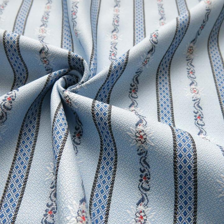 Image du produit Stoffrestposten Coton Jacquard - Rameaux d'edelweiss sur bleu clair - quantité minimale de vente : 1 mètre
