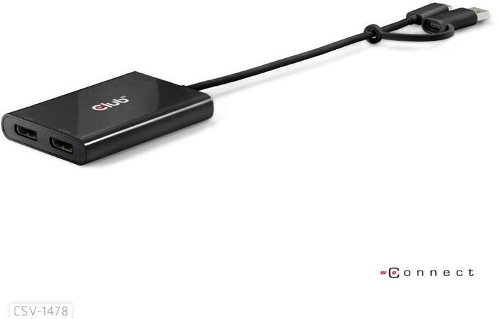 Actual product image Club 3D Club3D Adapter USB-C > 2x DP 4K@60Hz with USB-A Adapter St/Bu retail (USB-A, 27.50 cm)