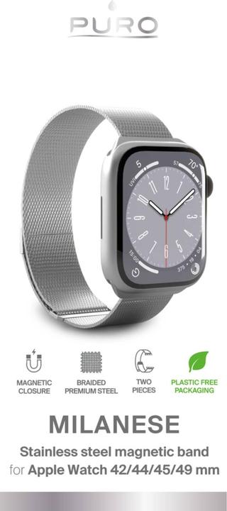 Immagine prodotto Puro Cinturino a maglia milanese per Apple Watch 42-44-45-49 mm (45 mm, 44 mm, 42 mm, 49 mm, Acciaio inossidabile)