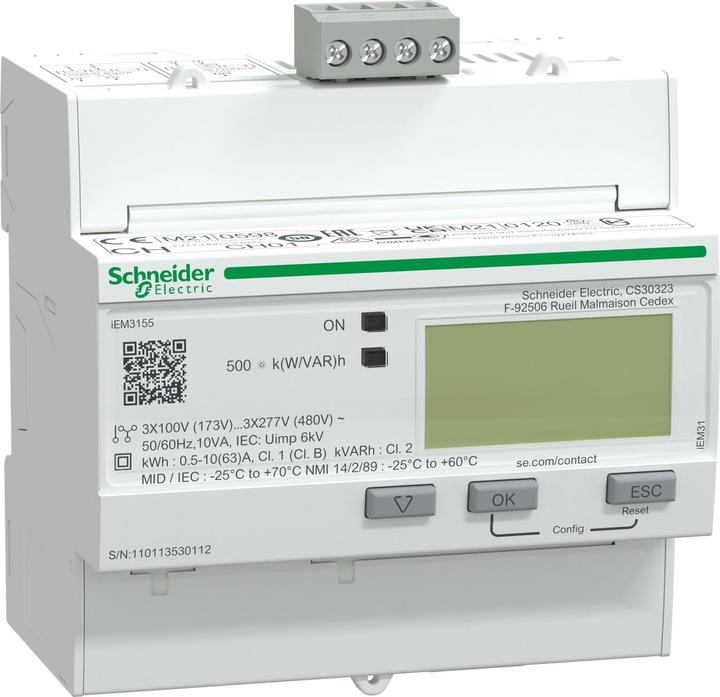 Actual product image Schneider Electric iEM3155 meter 63A Modbus 1 digital I/O