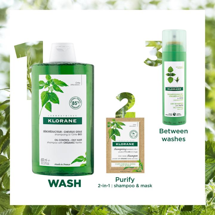 Produktbild Klorane Talgregulierendes Shampoo mit BIO-Brennnessel (400 ml, Flüssiges Shampoo)