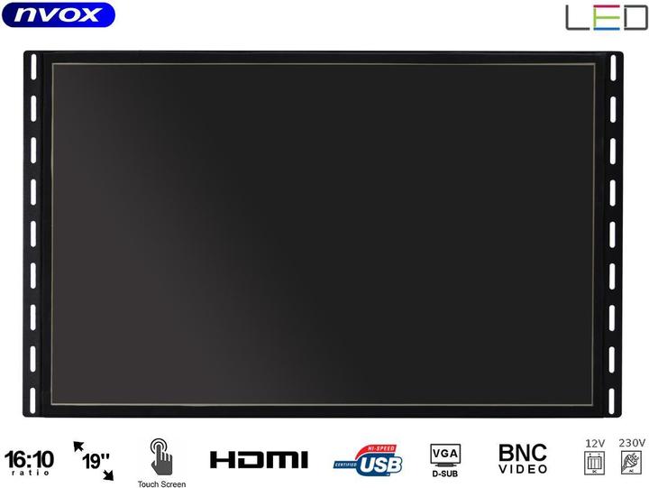 Image du produit Nvox Moniteur tactile Open Frame led 19cali vga hdmi usb bnc 12v 230v