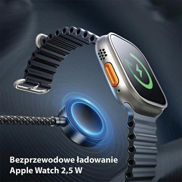 Image du produit Awei câble W23 3w1 usb-c/lightning/watch 100W/10W/2.5W czarny/black (1.20 m, USB 3.0, 100 W)