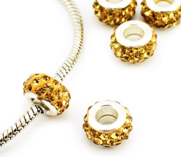 Hermex Strass Bead versilbert 925 - Silbrig Mokka (Silber 925)