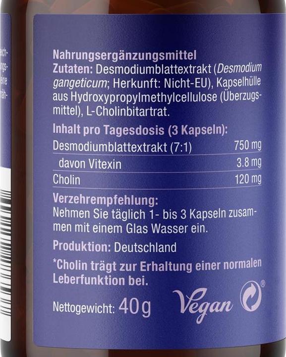 Nutritional values and ingredients Effective Nature Desmodium-Extrakt (90 Piece, Capsules, 90 g)