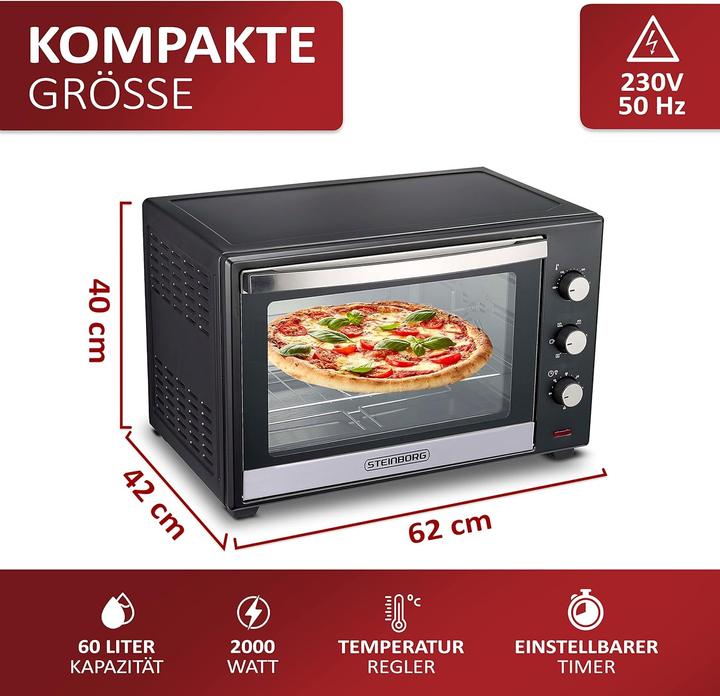 Produktbild Steinborg Minibackofen 60 Liter, Silber