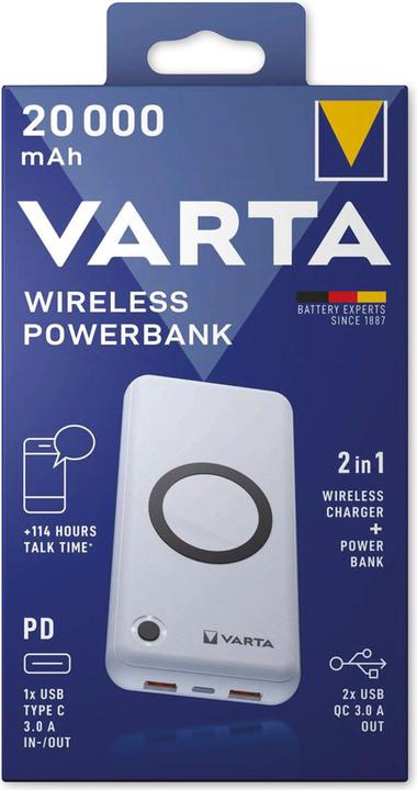 Produktbild Varta Wireless Power Bank + Ladekabel (20000 mAh, 20 W, 74 Wh)
