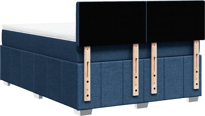 Image du produit VidaXL Boxspring Lit double Lit rembourré Matelas bleu 160x200cm Tissu (160 x 200 cm, 160 x 200 cm)