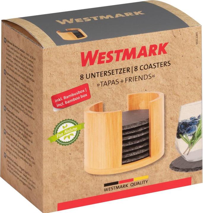 Productafbeelding Westmark Natuurlijke leistenen onderzetter (8 x, Glazen onderzetter)