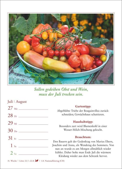 Produktbild Harenberg Bauernweisheiten Wochenkalender 2026 - Bauernregeln, Brauchtum, Gartentipps, Haushalt (A5, Harter Einband, Deutsch)