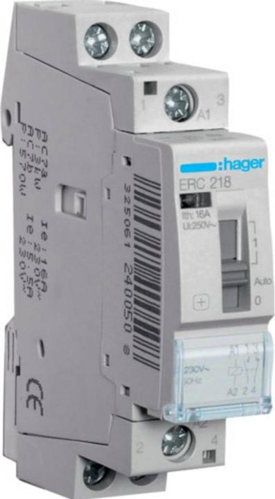Hager Schalter ERC218 1P Grau Leistungsrelais