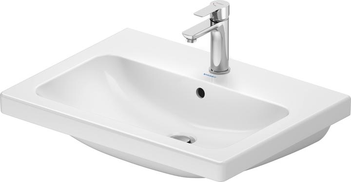 Duravit D-Code Waschtisch, mit Hahnloch, mit Überlauf, 650x480x165mm, Weiss Hochglanz (480 mm, 650 mm)