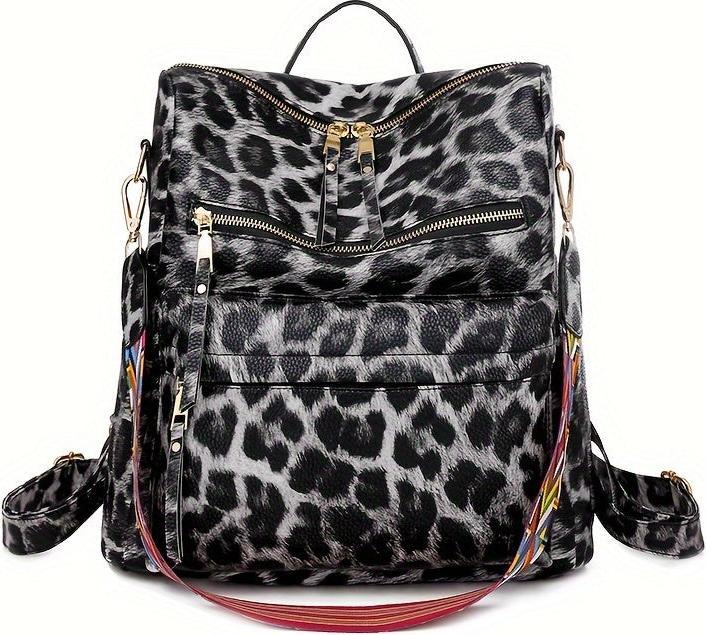 Produktbild Only-Bags.Store Retro Rucksack Handtasche, Boho Strap Zwei-Wege-Umhängetasche, Mode Vegan Leder Schultasche Daypack