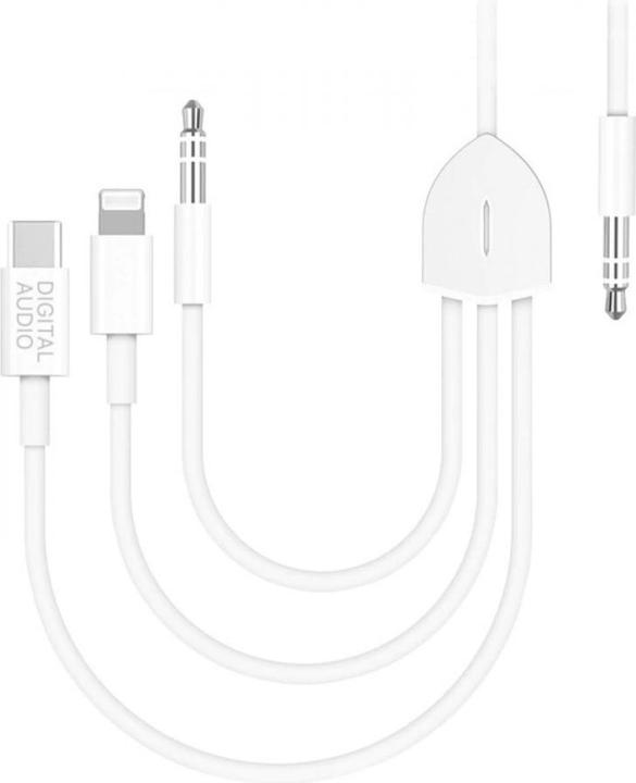Actual product image PowerGuard 3-in-1 Car Audio AUX Adapter (USB Type C, Lightning, 3.5mm jack)