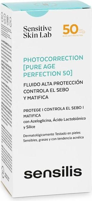 Produktbild Sensilis Photocorrection Pure Age Perfection 50 Fluid SPF 50 Mattierend und schützend mit Azelogly (Sonnencreme, SPF 50, 40 ml, 70 g)