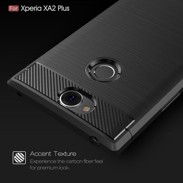 Produktbild König Design Hülle Handy Schutz für Sony Xperia XA2 Plus Case Cover Bumper Carbon Optik Grau (Xperia XA2 Plus)
