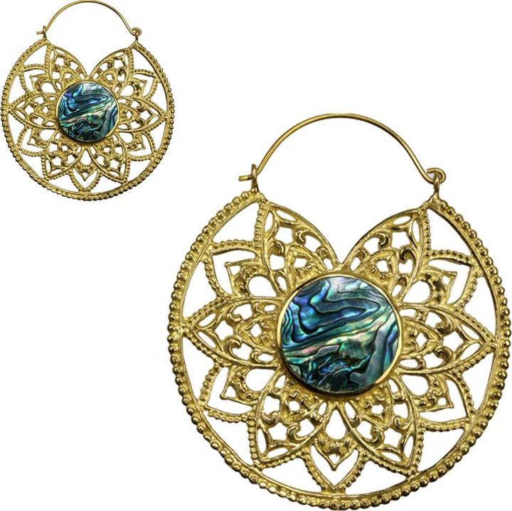 Immagine prodotto Star Piercing Ohrring vergoldet Creole Sternenblume und Ablaone (Ottone, Organico)