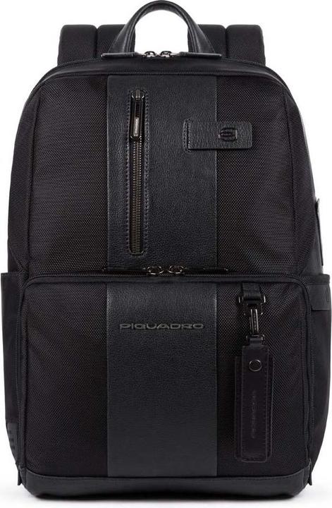 Actual product image Piquadro BagMotic, Nylon And Leather, Textile Backpack, Black, Laptop And