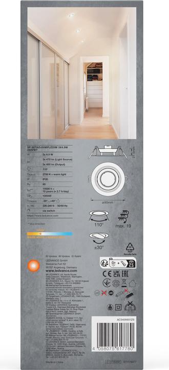 Actual product image Ledvance LED Spot Set Simple DIM 3x5W 2700K AC WT (400 lm)