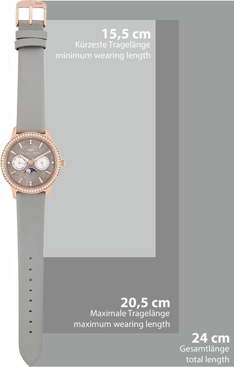 Image du produit Multifonctions Amidala en cuir véritable or rose - 34096 (Montre analogique, 38 mm)