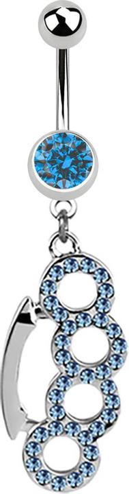 Star Piercing Banane silber mit Anhänger Schlagring hellblau (Chirurgenstahl 316L, ohne Messing)
