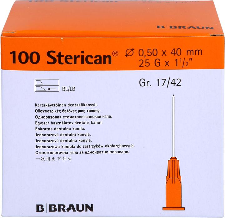 B.Braun Nadel Dent 25G 0.50 x 40mm orange Luer, 100 Stück