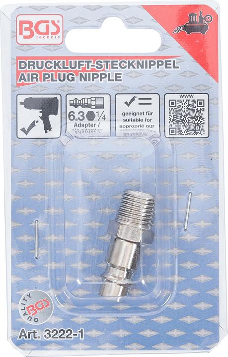 Productafbeelding BGS Persluchtstopnippel | 6,3 mm (1/4") buitendraad