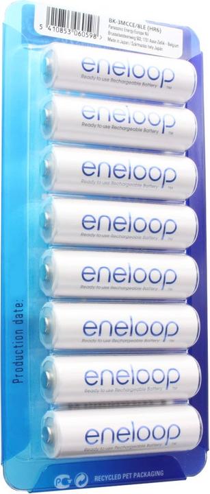 Actual product image Panasonic Rechargeable battery Mignon/AA HR-3UTGA, pack of 8 + battery box (8 pcs., AA, 1900 mAh)