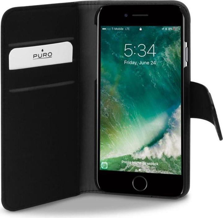 Image du produit Puro Etui en faux cuir - étui pour iPhone 7/8/SE 2020, noir (Apple iPhone 7)